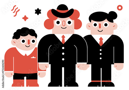 Stylized Illustration of a Jewish Family or Community Group