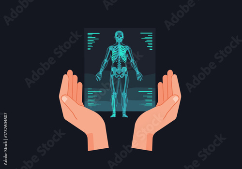 Analyzing human anatomy through digital x-ray visuals medical lab graphic dark background educational perspective