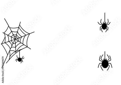 Minimalist Halloween Black Spiders and Web Illustration