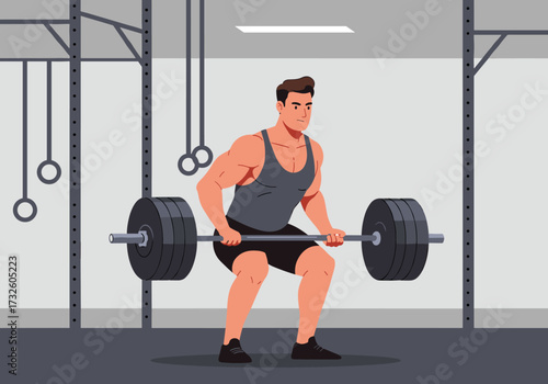Weightlifting action in gym fitness training content indoor environment motivational viewpoint