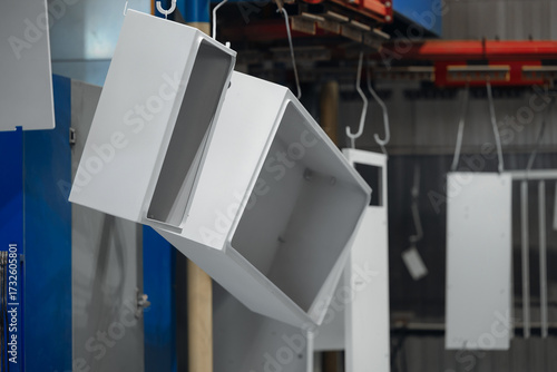 Metal enclosure production in industrial factory