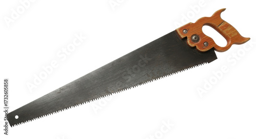 Hand saw with wooden handle for carpentry work isolated PNG with Transparent Background