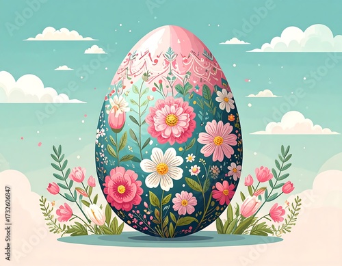 Floral Easter egg illustration