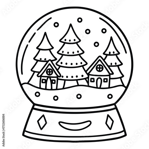 Christmas coloring page with festive holiday elements, Holiday season coloring page with Santa, gifts, and snowflakes, Black and white Christmas illustration with winter decorations