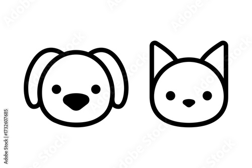 Simple cat and dog head icon.