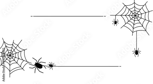 Halloween Spiders and Spider Web Frame Border - Spooky Corner Decoration for Cards, Invites, and Banners