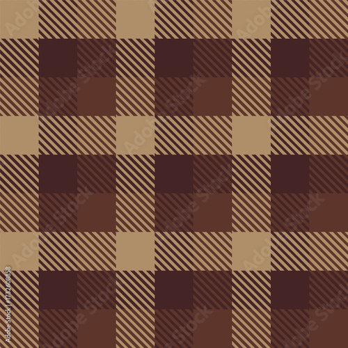 Brown seamless plaid tartan pattern, colorful natural fabric swatch, textile, geometric background