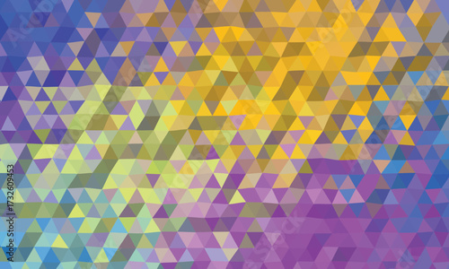 Abstract Geometric Low Poly Background With Yellow Purple Blue Gradient