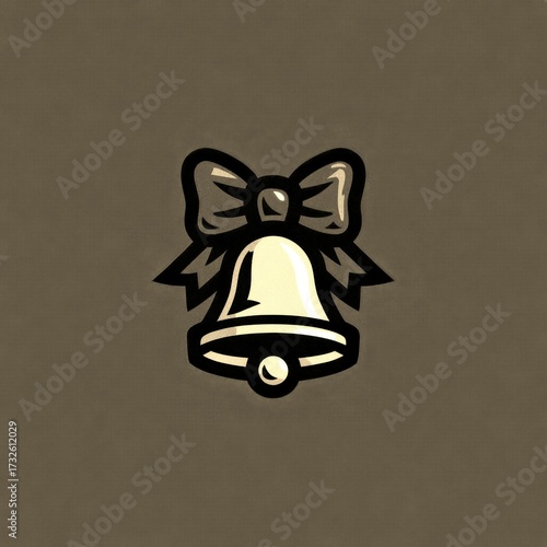 Christmas bell illustration with background and festive bow detail
