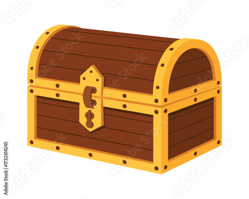 Antique wooden treasure chest with metal accents and lock