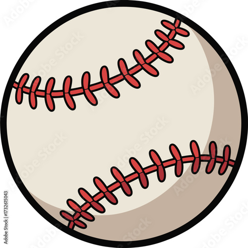 Classic baseball with red stitching isolated on white background