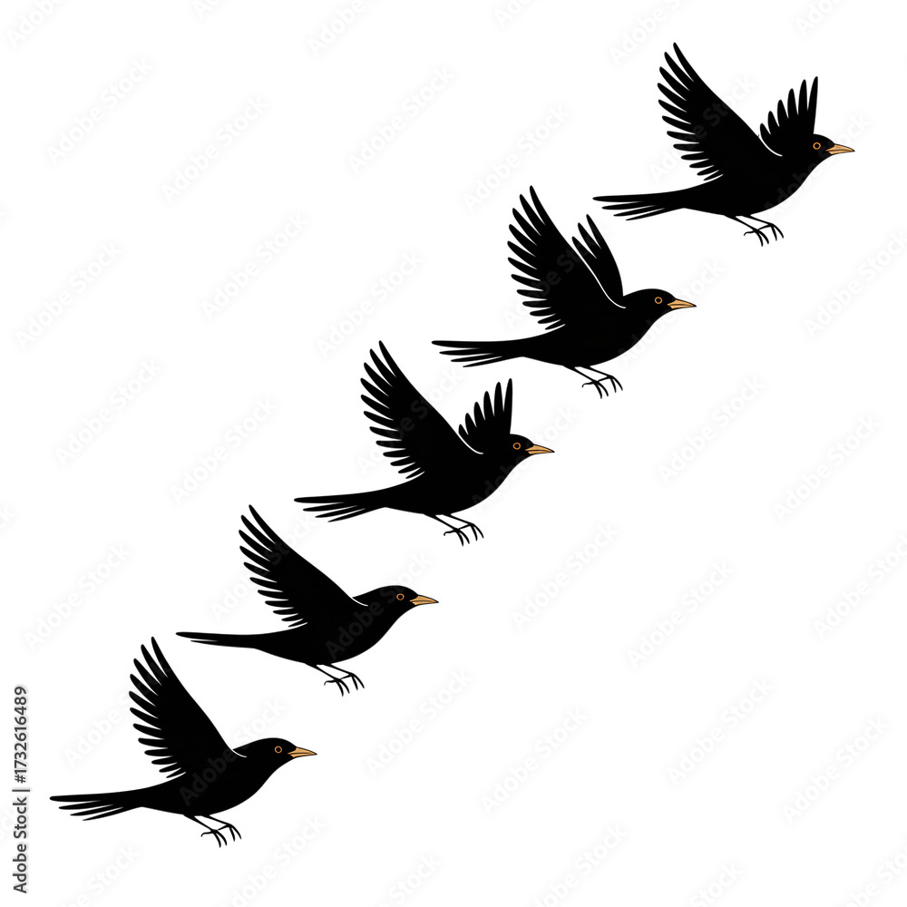Fototapeta premium Graceful flock of birds taking flight in unison
