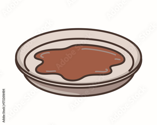 Simple illustration of a small bowl filled with brown sauce or gravy