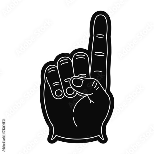 Black foam finger hand gesture icon showing number one