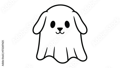 Friendly Cartoon Ghost: A cute, minimalist cartoon ghost with a friendly face floats, embodying joy and playfulness. The simple design conveys an approachable spirit.