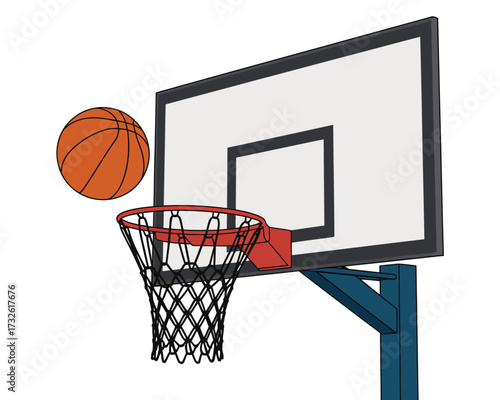 Basketball hoop with ball about to score a basket