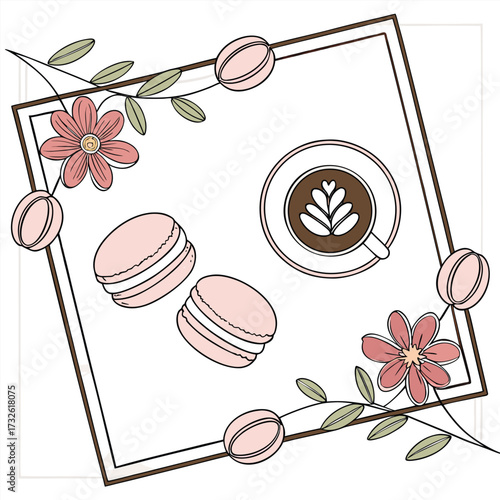 Sweet Coffee and Macarons Art
