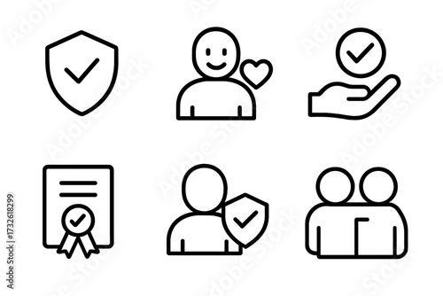 Trust web icons in line style, integrity and confidence symbols, reliability and credibility signs, empathy and friendship vector collection, transparent background illustration