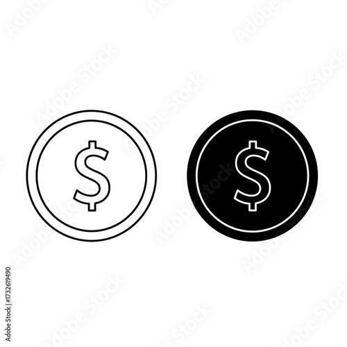 Two coins with dollar sign in black and white, representing currency and finance