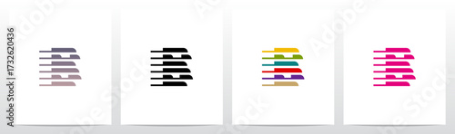 Horizontal Lines Window Blinds Letter Initial Logo Design B