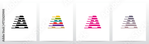 Horizontal Lines Window Blinds Letter Initial Logo Design A