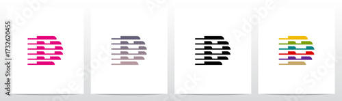 Horizontal Lines Window Blinds Letter Initial Logo Design D