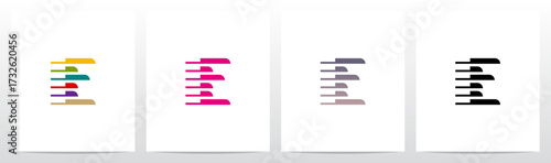 Horizontal Lines Window Blinds Letter Initial Logo Design E