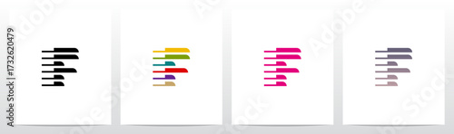 Horizontal Lines Window Blinds Letter Initial Logo Design F