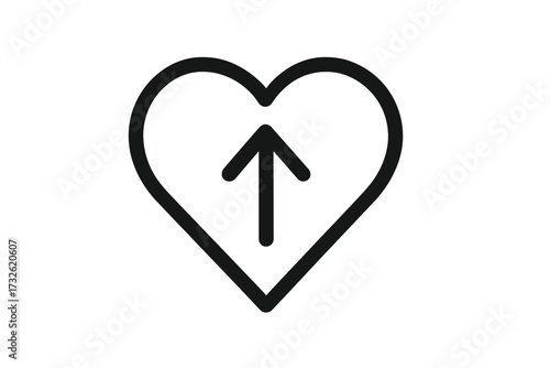 Medical vector icon. Heart shape with arrow pointing up. Concept for health improvement, healing, vitality, and recovery. Symbol of cardiology, wellness, and positive growth.