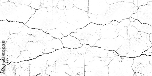 Vector Black and white cracked wall, old wall, grunge wall paint effect, grungy transparent texture background. Vector grunge cracked texture style with cracked texture.