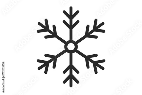 Snowflake symbol vector icon. Linear snowflake illustration with transparent background. Winter frost crystal design. Seasonal cold weather, Christmas decoration, frozen nature emblem.