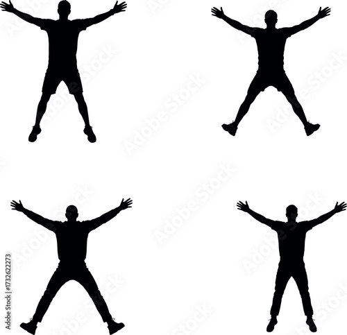 silhouettes of people jumping and dancing