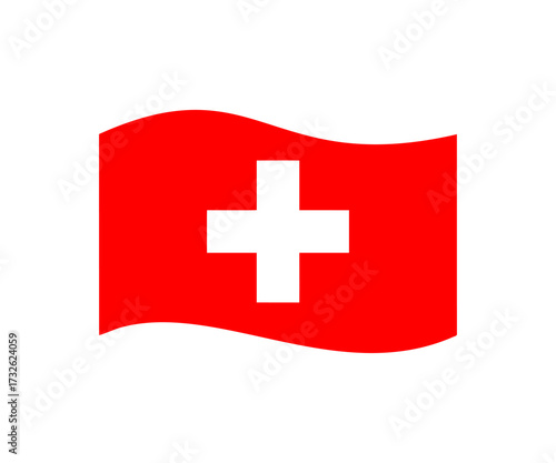 Swiss waving flag icon. Switzerland flag icon vector design and illustration.

