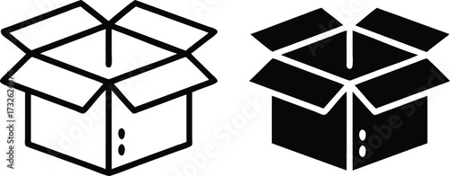 Open Cardboard Box Icons – Packaging, Delivery, and Shipping Symbol and Vector Silhouette..eps