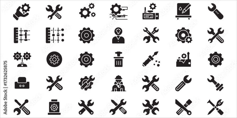 Fototapeta premium Vector icons set of black silhouette people symbols for business and social media