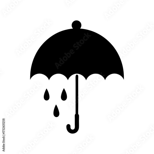 Silhouette umbrella upside down catching rain concept minimal creative design vector illustration with white background