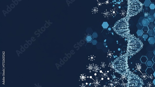 Dna helix illustration against dark blue background for science and medical concepts