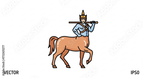 Centaur warrior with spear mythical creature with the body of a horse and the upper body of a human warrior