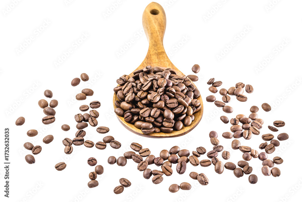Obraz premium Brazil coffee seeds, arabic seeds seeds on white background, isolated copyspace