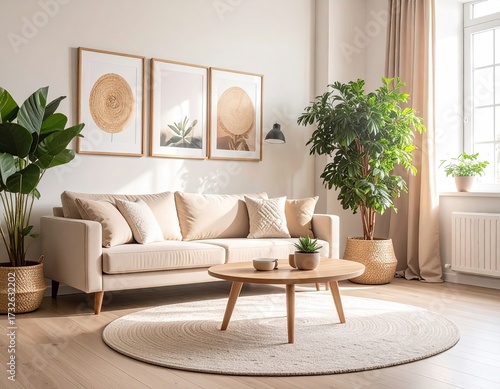 Calm Minimalist Living Room Interior Design