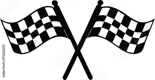 two crossed checkered flag nascar racing flag 