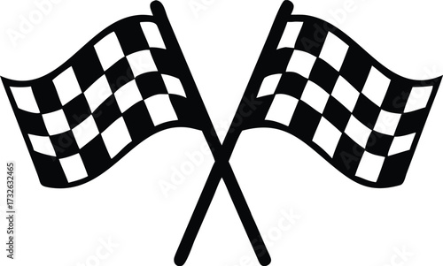 two crossed checkered flag nascar racing flag 