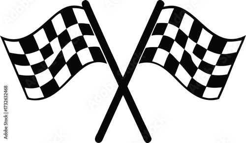 two crossed checkered flag nascar racing flag 