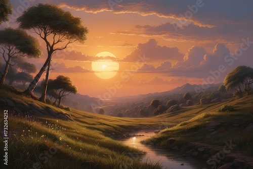 sunset over the beach on transparent background 