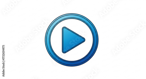 Blue play button icon for video player, app, website, interface, multimedia, and navigation purposes
