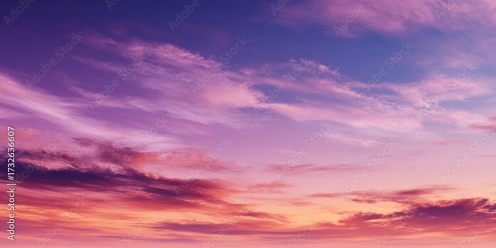 Obraz premium Serene Sunset Skies with Gradients of Pink, Orange, and Purple Creating a Calming Atmosphere Over Tranquil Horizon