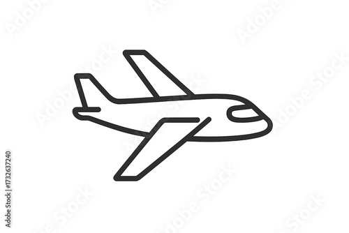 Airplane line icon vector. Simple flight symbol for travel and aviation. Minimalist aircraft pictogram for transportation logo, web design, app button, and graphic element.
