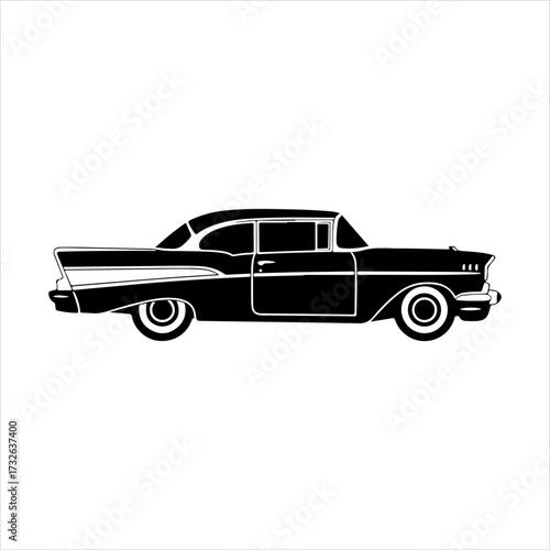 Silhouette of a classic vintage car, showcasing its detailed body and design.