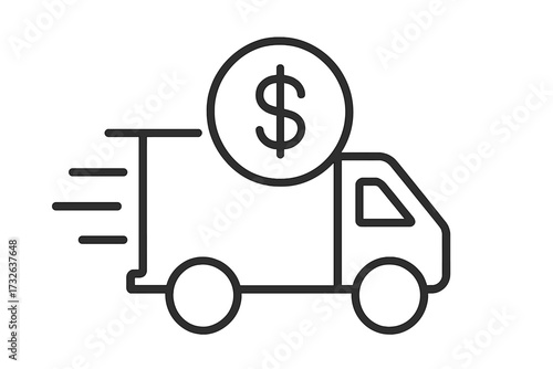 Cash on delivery icon. Fast money transfer & shipping cost concept. Logistics & transport finance symbol. E-commerce payment & delivery price line art for web & apps. Vector.