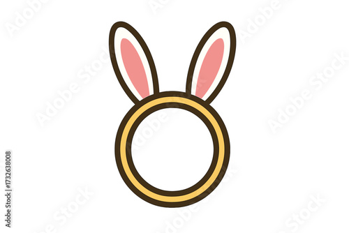 Easter bunny ears headband vector illustration. Cute rabbit ears on a round hoop frame, perfect for selfie filters, photo booth props, and holiday party costume accessories.